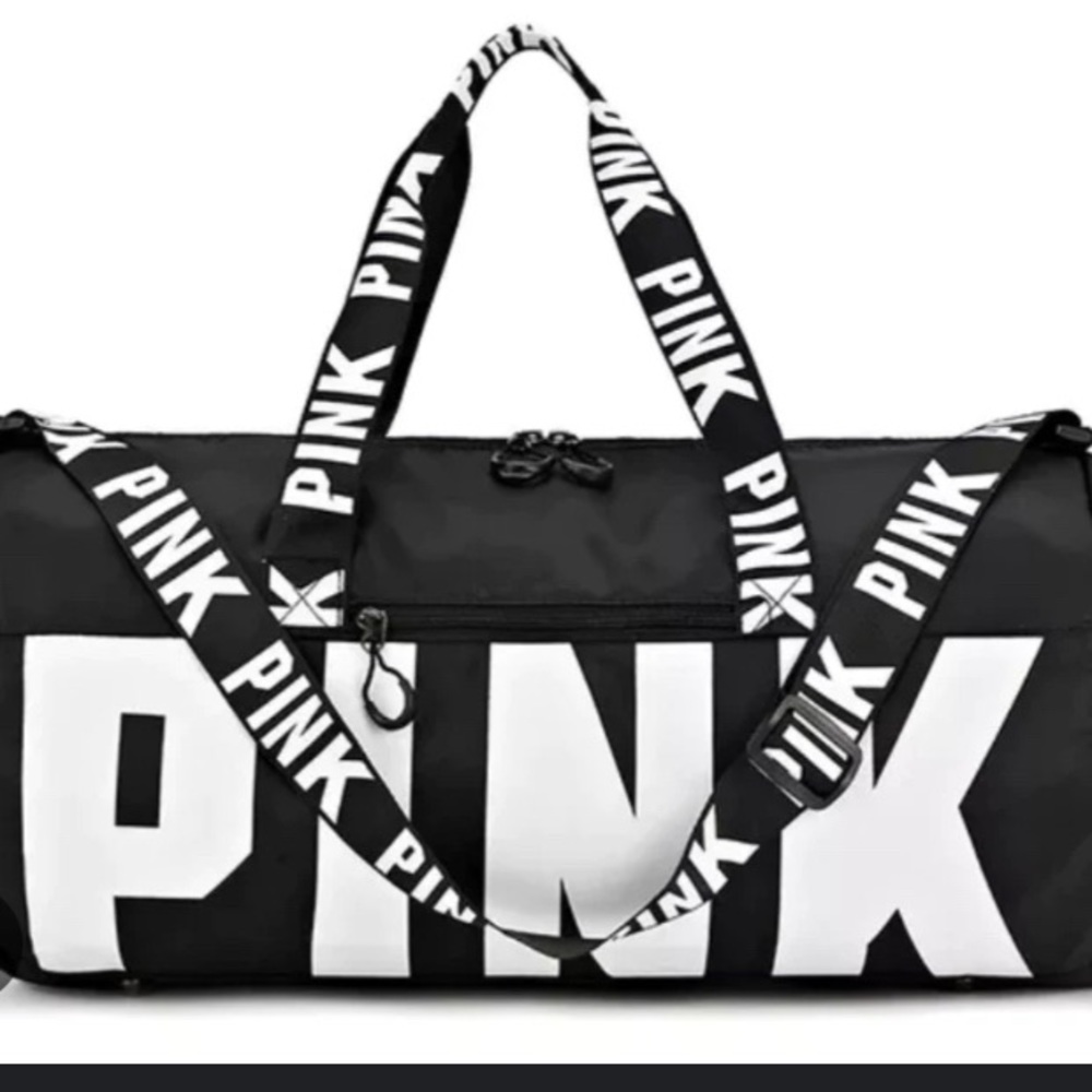 Pink black gym bag